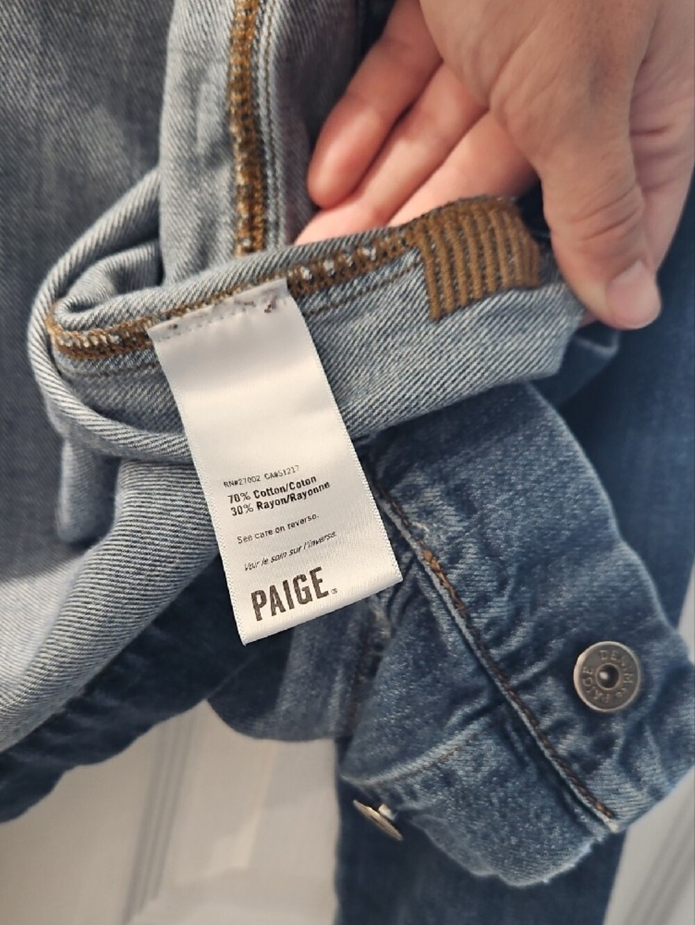 PAIGE Distressed Medium Blue Denim Jacket - Picture 11 of 12